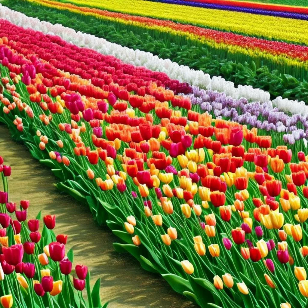 Zevendaagse tulpenroute door Nederland en België: Amsterdam, Rotterdam, Leiden, Noord-Brabant, Zeeland, Brussel, Brugge. Referenties, bezienswaardigheden