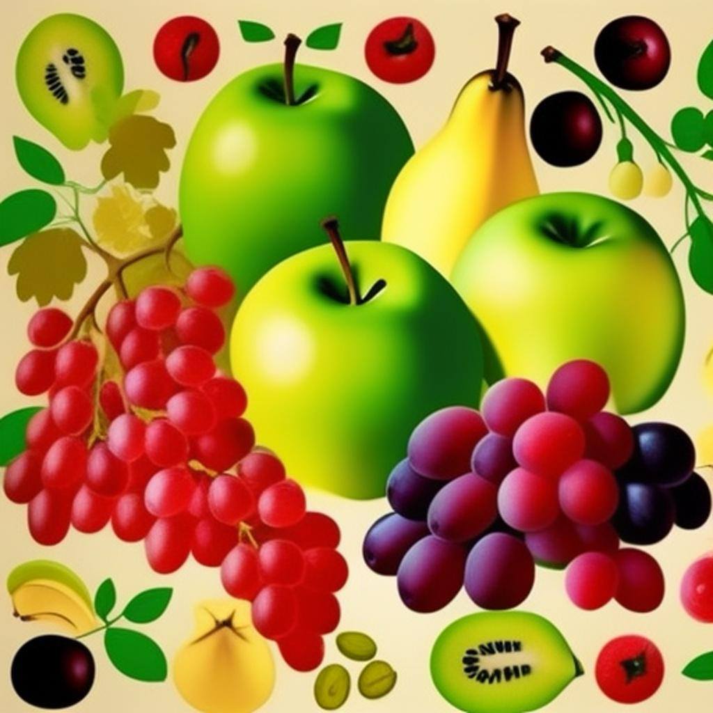 fruittabel met appels, peren, granaatappel, vijgen, cranberries en druiven